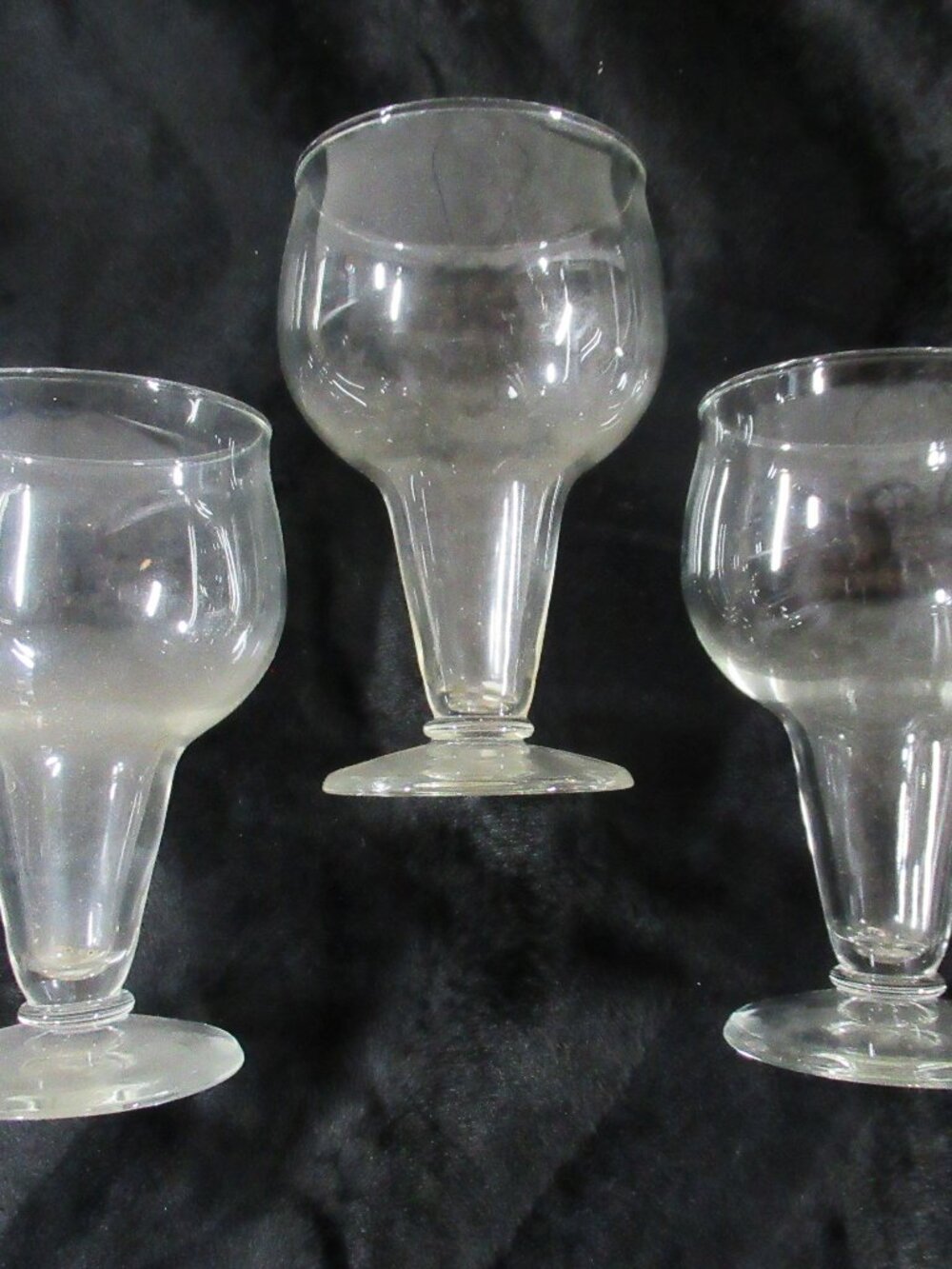 3pc. Vintage Hollow Stem Wine Glasses